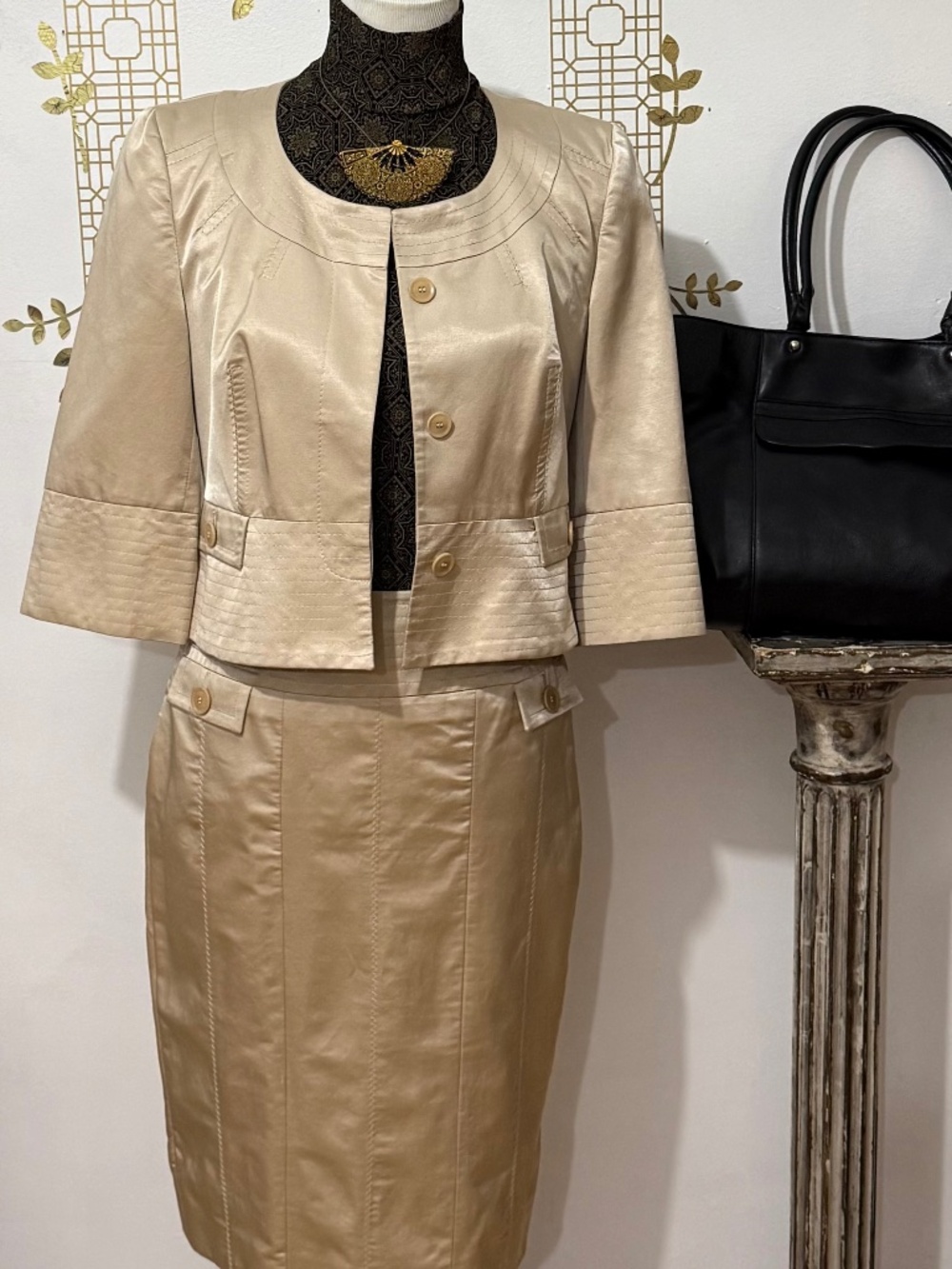 VTG Y2K Karen Millen of England Legacy Power Suit in Champagne, SZ 8